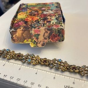 Michal Negrin Brass Tone Linked Flower Choker Necklace